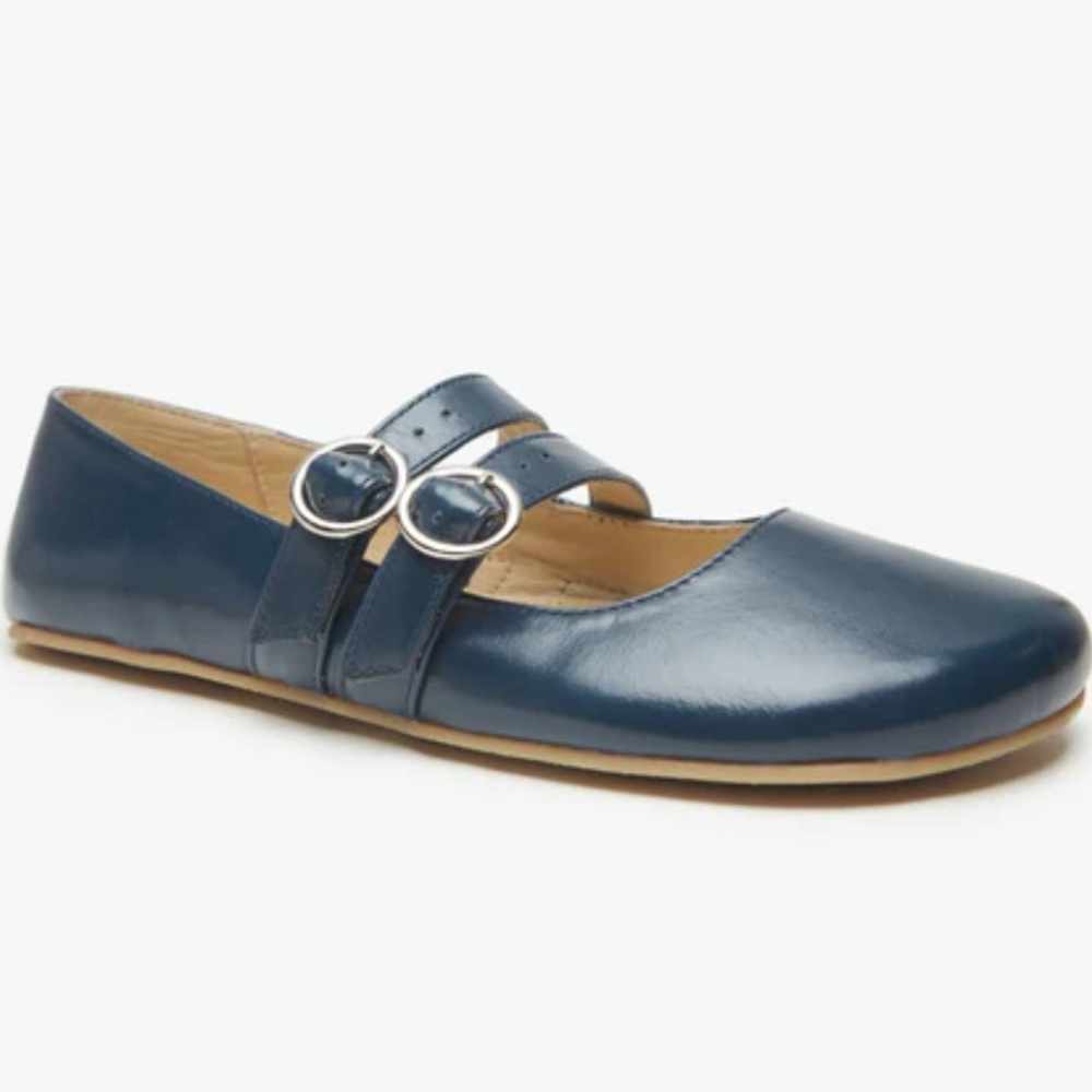 ORIGO Navy Patent Double Strap Mary Jane